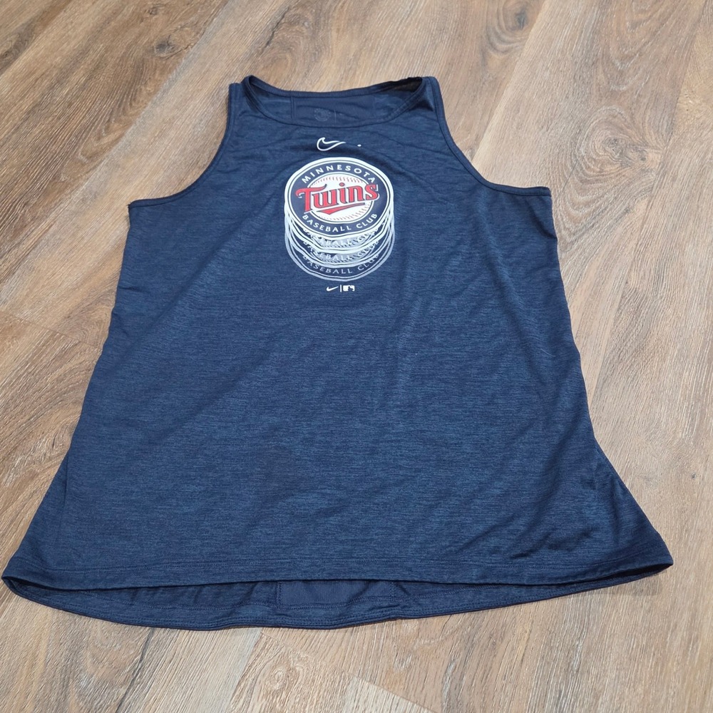 Nike Dri-FIT Minnesota Twins Baseball Tank Top Navy Blue Heathered Mesh Back L